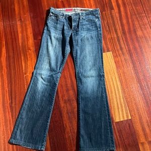 The Angel, vintage, low rise rise flare dark blue jeans